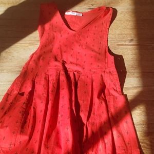 Khazana Fleur De Lis Pleated Overall Dress